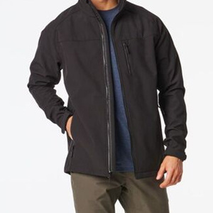 Chaqueta de Forro Polar para Hombre, Cuello Alto, Cortavientos, Informal, Otoñal, Poliéster, Corte Regular, Color Negro Sólido - Product Image 4