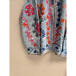 Soft <b>Velvet</b> <b>Jacket</b> <b>Women</b> s Ethnic Coat Festival Coat With Pocket Inside Lining One Size Floral Embroidered Coat - Product Image 3