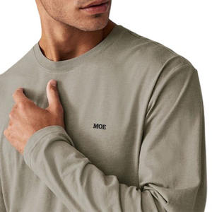 Camiseta Casual de Manga Larga de Algodón Premium para Hombre, Cuello Redondo, Logotipo Personalizado, Ropa Urbana, OEM, Marca Privada, Venta al Por Mayor - Product Image 3