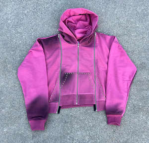 Survêtement Homme Premium Tendance avec Strass, Effet Délavé, Coupe Oversize, Sweat à Capuche et Pantalon de Survêtement Imprimé, Fermeture Éclair, Personnalisable, Décontracté, pour l'Extérieur - Product Image 2