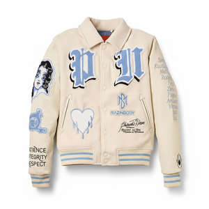 DISCOVER IMPEX Chaqueta Varsity con Manga de Cuero Mate Elegante y Detalle Bordado de Alta Calidad, Unisex, Gruesa para Invierno, OEM 2026 - Product Image 1