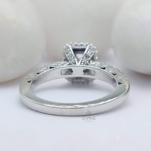 White <b>Gold</b> VVS1 D Color Emerald Cut Diamond GIA Certified Half Band Engagement & Eternity <b>Ring</b> Women's Party Gift - Product Image 2
