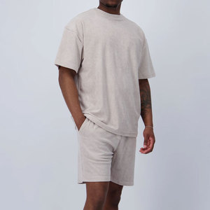 Conjunto de Camisa y Pantalón Corto de Verano Formal con Logotipo Personalizado, Diseño de Cuello Redondo, Venta al por Mayor, Cómodo, Tela de Rizo de 300 g, Conjunto de Dos Piezas para Hombre - Product Image 4