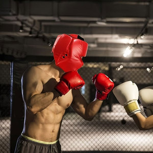 Protector de Cabeza de Boxeo de Cuero PU Rojo, Equipo de Protección para Adultos Unisex, Equipo de Entrenamiento Deportivo - Product Image 6