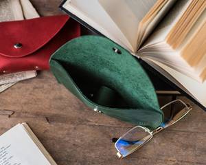 Genuine Leather Glasses Pouch Soft Cowhide Spectacles <b>Case</b> Luxury Handmade Slim <b>Sunglasses</b> Cover Travel Bag LGC-0164 - Product Image 3