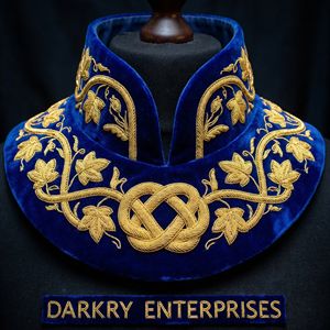 Servicio de Personalización de Cuellos Mandarín de Terciopelo Azul Real con Bordado de Lingotes de Oro Hecho a Mano - Product Image 6