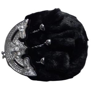 Sporran écossais de style Jacobite, avec une pochette en cuir marron et un cantle ornemental en laiton massif - Product Image 3