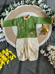 Ensemble Kurta en Lin et Coton pour Garçons, Couleur Unie, Haut à Manches Longues Boutonné, Pantalon à Taille Élastique, Séchage Rapide, Fabrication OEM Inde - Product Image 5
