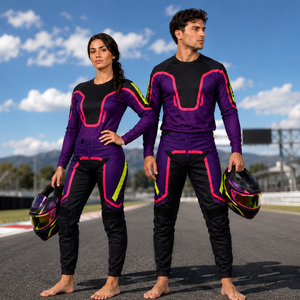 Conjunto de Jersey y Pantalones de Motocross Personalizados en Morado, Negro y Amarillo Neón, Equipación de Carreras Todoterreno MX, Unisex - Product Image 3