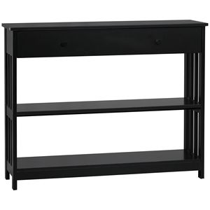 "Contemporary Farmhouse Entryway <b>Console</b> <b>Table</b> with 2 Shelves & Drawers <b>Black</b>" - Product Image 1