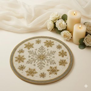 Handmade <b>Beaded</b> <b>Placemat</b> Round Table Mat Embroidered Floral Decorative Mats for Home Hotel Wedding Party - Product Image 2