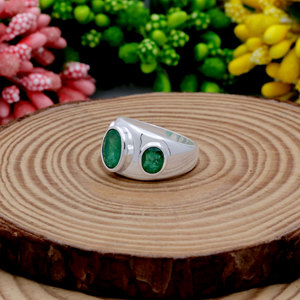 Wholesale 925 Sterling <b>Silver</b> Oval Cut Green <b>Emerald</b> Gemstone <b>Ring</b> For Men Handmade Unisex Fine <b>Ring</b> Jewelry - Product Image 6