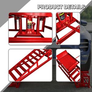2 Pack basso profilo idraulico auto rampe di sollevamento 5T 11000lbs Garage veicolo rampe di servizio per camion rimorchio colore rosso - Product Image 4