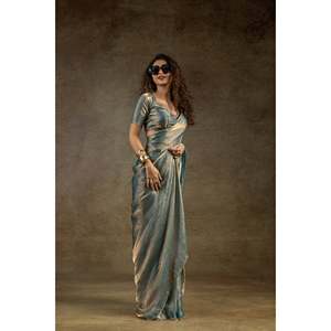 Magnifique sari Jarkhan orné de diamants pour les fêtes, robes de cocktail élégantes - Product Image 4