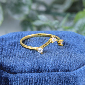 Anillo de Cóctel Hiphop con Diamantes Cultivados en Laboratorio, Diseño Geométrico de Hoja Moderna, Oro Sólido de 14K, Engaste de Puntas, Certificado IGI, AMBER JEWELS - Product Image 3