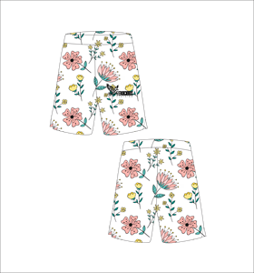 Pantalones Cortos de Baloncesto Blancos Personalizados con Estampado Floral Rosa y Amarillo, Ligeros, Transpirables, de Malla, para Entrenamiento Deportivo y Ropa Urbana - Product Image 1