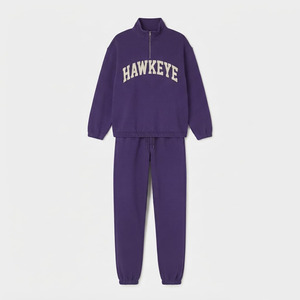Ensemble de survêtement sportif pour homme Hawk Eye Sports, sweat à capuche en tissu polaire fin 300g, fermeture à boutons sur toute la longueur, cordon de serrage - Product Image 6
