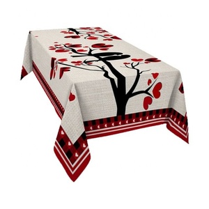 Trendy 100% GOTS Certified Organic Cotton Table Cover Embroidered Tree Design Soft Rectangular Shape High Quality Cloth Price - Product Image 1