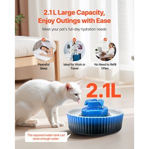 Fontanella per Gatti in Ceramica con Pompa Ultra-Silenziosa, 2.1L/71oz, Fontana per Animali Domestici a Forma di Cupcake, Scarico a 360 Gradi, Dispenser d'Acqua per Gatti in Porcellana 4L/5L - Product Image 2