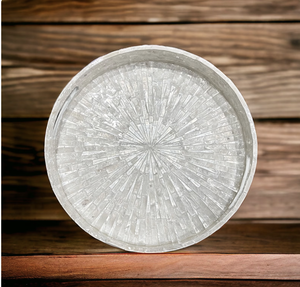 Ensemble de plateaux de service élégants en nacre de coquillage Capiz, artisanat moderne décoratif - Product Image 4