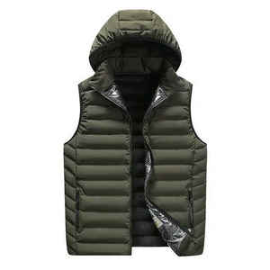 Men's Winter Sports <b>Jacket</b> Cotton-Filled Zipper <b>Sleeveless</b> Puffer Vest Solid Outerwear Water-Resistant Breathable Size - Product Image 1