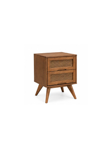 Modern Wood <b>Nightstand</b> with 5 Drawers and Cane Panels Living Room Bedroom Hotel Apartment Villa Furniture - Product Image 5