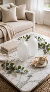 Vase à fleurs en verre givré écologique, pot décoratif rond blanc, centre de table pour Diwali, décoration de salon et de maison - Product Image 3