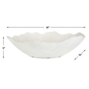 Nouvel Arrivage – Bol décoratif à bord ondulé blanc 16x12x5 pouces - Product Image 5