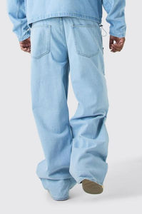 Jean unisexe vintage élégant en denim de haute qualité, coupe ample, taille haute, délavé clair, jambe droite, respirant, idéal pour l'été - Product Image 6