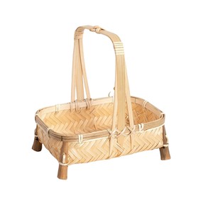 Panier rectangulaire en bambou avec pieds en bois, boîte de rangement, organiseurs, accessoires pour la maison, conteneur alimentaire tissé, plateau de service pour fruits - Product Image 1