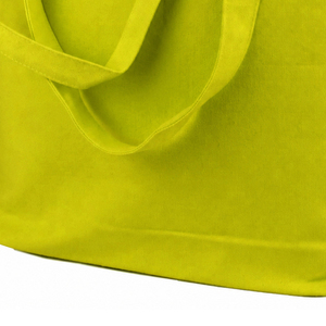 Sac en coton respirant de style simple avec longues poignées en corde, couleur jaune unie, rayé, sac à main réutilisable - Product Image 6