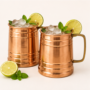Pure Solid Copper Beer <b>Mug</b> Handmade Polished Copper <b>Mugs</b> with Brass Handle <b>Large</b> Capacity Metal Drinkware for Bar & Hotel Use - Product Image 6