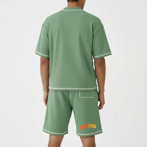Conjunto de Pantalones Cortos de Dos Piezas con Estampado Digital para Hombre, Verano, Transpirable, Poliéster y Algodón, Cuello Redondo, Camiseta de Manga Corta, Informal, para Viaje - Product Image 6
