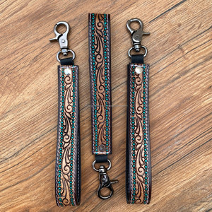 OEM/ODM lanière de téléphone d'identité en cuir usiné à la main de haute qualité personnalisée pour femmes porte-clés bracelet en cuir de vachette dragonne de luxe - Product Image 2