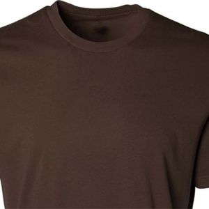 T-shirt à manches courtes pour homme en coton doux, col rond, uni, brun foncé, décontracté, basique, léger, respirant, à porter tous les jours en été - Product Image 3