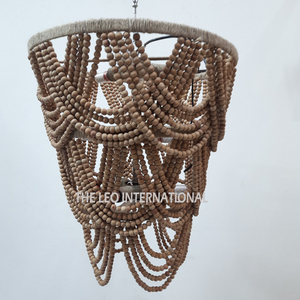 Lustre LED de luxe moderne Art Déco personnalisable pour hall d'hôtel, en verre et bois, éclairage de mariage - Product Image 5