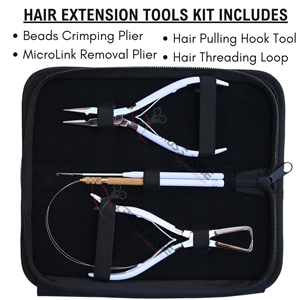Modern Stylist Gear Professional Hair Extension Tools Kit with Hook & Loop <b>set</b> 5in <b>Beads</b> Crimper & Removal Hair Extension Plier - Product Image 2