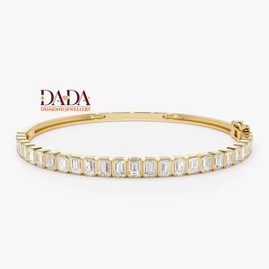 Luxury Lab Grown Diamond Emerald Cut <b>Bangle</b> <b>Bracelet</b> for Women Elegant Tennis Style <b>Bracelet</b> Minimalist Fine Diamond Jewelry - Product Image 1