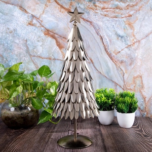 New design gold okated Iron Christmas <b>Tree</b> with matt black base Figurine Norway Spruce <b>Tabletop</b> Christmas Decor Gold Plated - Product Image 6