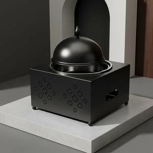 หม้ออุ่นอาหารสแตนเลสทรงสี่เหลี่ยมหรูหรา ฝาโดมลายฉลุตกแต่ง ฐานรองแบบบุฟเฟ่ต์ ดีไซน์ทันสมัย ทนทาน ไม่ติดกระทะ - Product Image 1