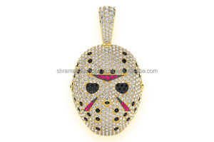 จี้รูปหน้ากากผู้รักษาประตูฮอกกี้ SHRAMAN DIAMOND สุดเทรนดี้ สไตล์ฮิปฮอป ทำจากเงินแท้ 925 ประดับเพชรแล็บโกรว์เต็มชิ้น ของขวัญเครื่องประดับชั้นดี - Product Image 4