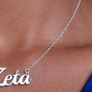 Zeta <b>Name</b> Necklace Minimalist Script Pendant <b>Chain</b> Gold Silver Personalized Greek Sorority Jewelry Gift Elegant Daily Wear - Product Image 5