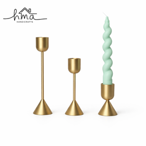 Porte-bougie minimaliste en laiton, support de bougie conique unique, base ronde, décoration de table élégante pour la maison et centre de table de mariage - Product Image 5