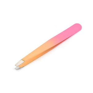 Pince à épiler professionnelle 1 pièce en acier inoxydable à pointe fine, inclinée et plate pour l'épilation et le maquillage, multicolore - Product Image 2
