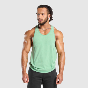 Street Wear Crew Neck 100% Cotton Sleeveless Gym Acid Washed <b>Distressed</b> Embroidery Patch Custom Logo Tank <b>Tops</b> Men - Product Image 1