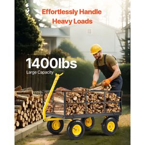 Carrello da Giardino in Acciaio da 635 kg, Carro Utilitario 2-in-1 per Esterni in Metallo, Rimorchio Trainabile per Giardino con 13 Ruote - Product Image 2