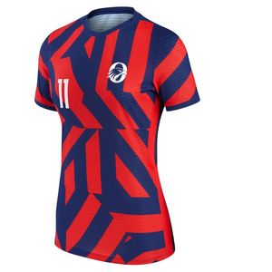 เสื้อฟุตบอลหญิงสีน้ำเงินกรมท่าสีแดงแบบซับลิเมชั่น แขนสั้น โพลีเอสเตอร์ สำหรับฝึกซ้อมและแข่งขันกีฬา - Product Image 1
