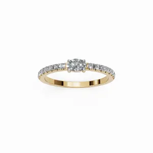 Anillo de Diamante Solitario Cultivado en Laboratorio, Redondo y Ovalado, en Oro Amarillo de 18K, 17 Piezas, Joyería de Lujo para Mujer con Certificación IGI - Product Image 1