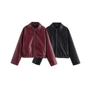 Veste en cuir à revers noir pour homme, nouvelle veste zippée à manches longues, style vintage, chic, décontractée, doublure en coton coréen - Product Image 1