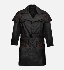 New Fashionable Men's Genuine <b>Leather</b> <b>Long</b> Coats Custom Made Black Faux <b>Leather</b> <b>Jacket</b> with Adjustable Price - Product Image 1